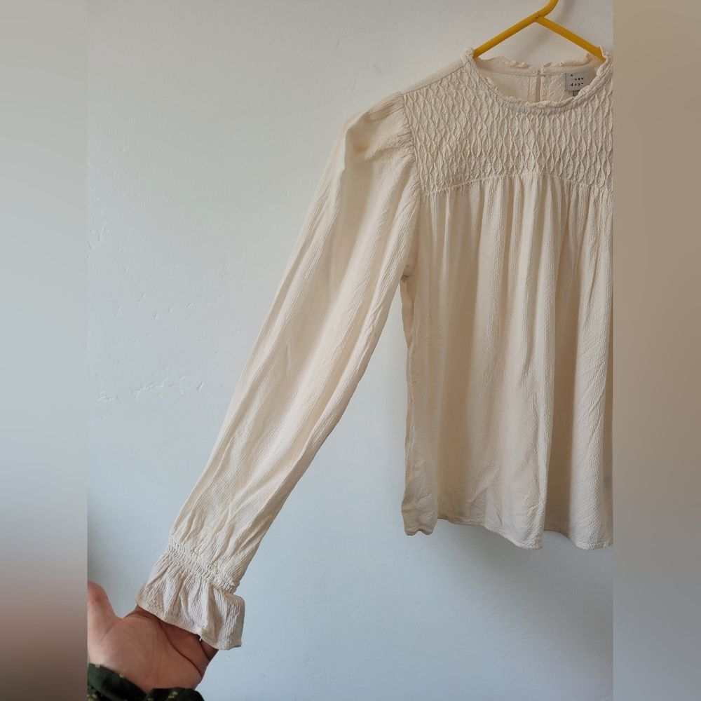 Ivory Peasant Blouse Feminine Romantic Cottagecore Pastoral Tradwife Modest XS - Picture 7 of 12